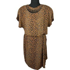 VINTAGE 80s Carole Little Leopard Print Top & Skirt Set